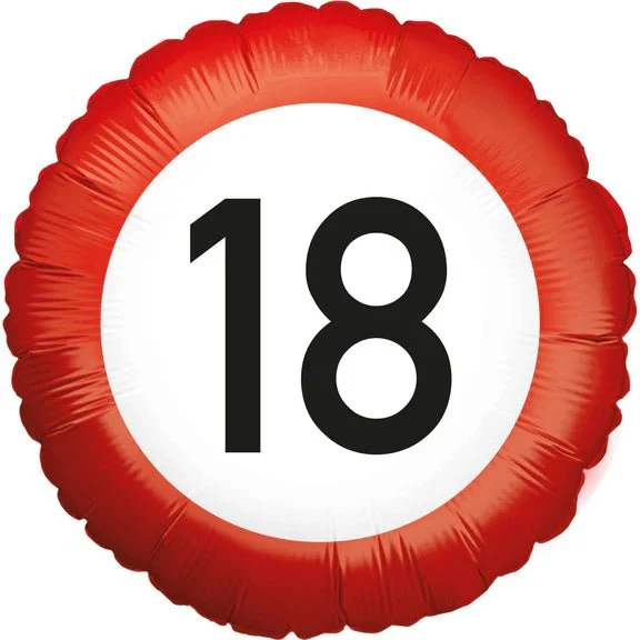 18 Jahre Helium-Ballon-Verkehrsschild, leer, 45 cm