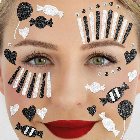 Schwarz-weiße Gesichtssticker „Clown“