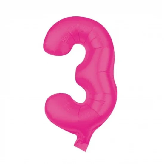3er-Zahlenballon, rosa, leer, 85 cm