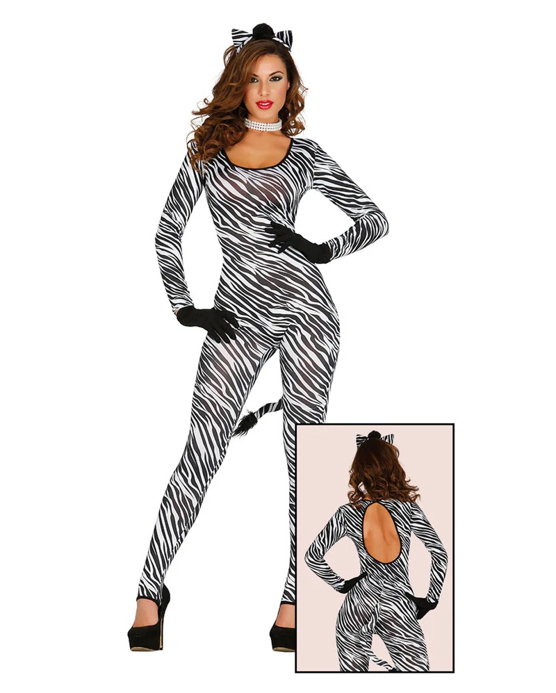 Hautenges Zebra Kosüm für Damen