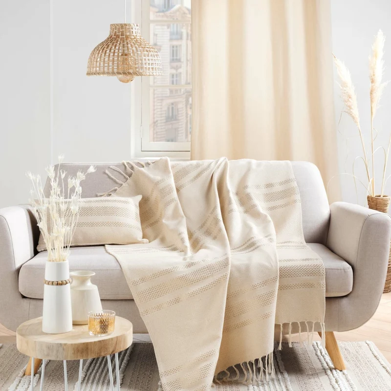 Decke Baumwolle Beige Gold