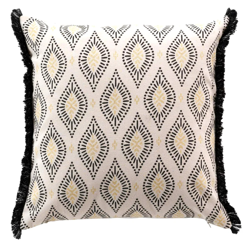 Kissen Muster Beige Schwarz Gold
