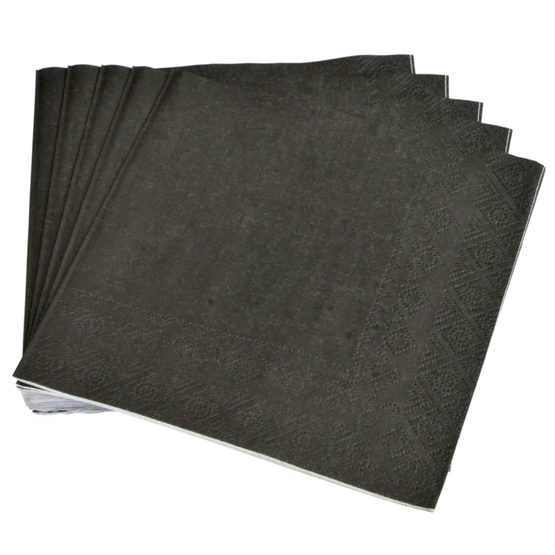 40er Set Servietten Schwarz mit Prägung