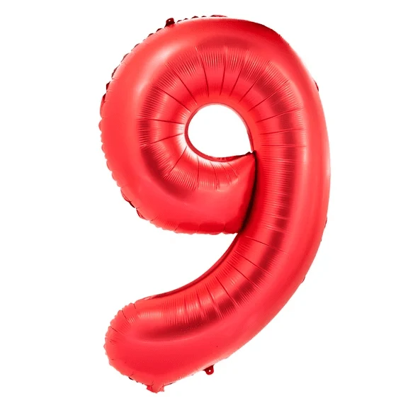 9 Jahre Zahlenballon Rot 1 m