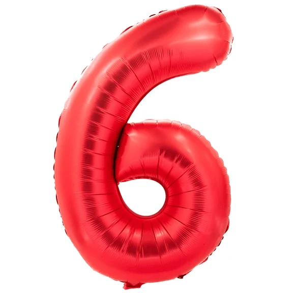 6 Jahre Zahlenballon rot 1 m