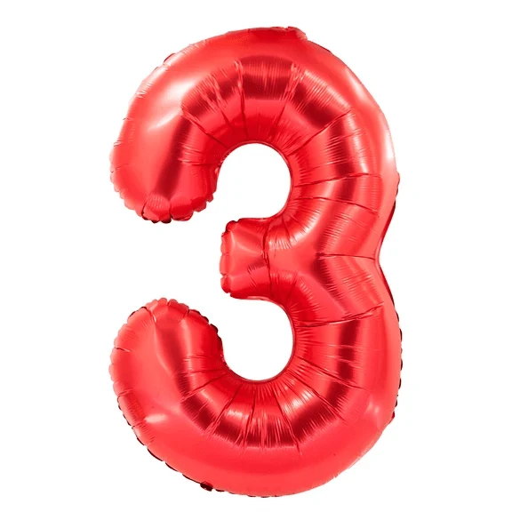 3 Jahre Zahlenballon Rot 1 m