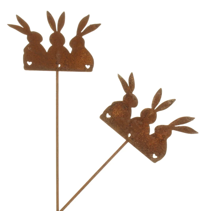 Pflanzenstecker Rost 3 Osterhasen 2er Set