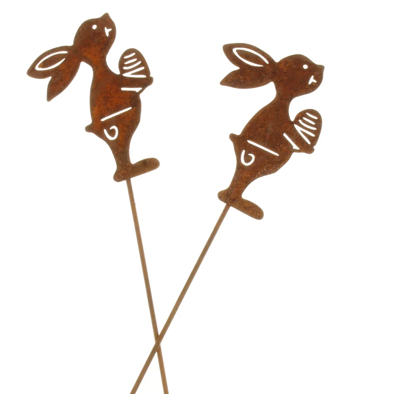 Pflanzenstecker Rost Osterhase mit Ei 2er Set