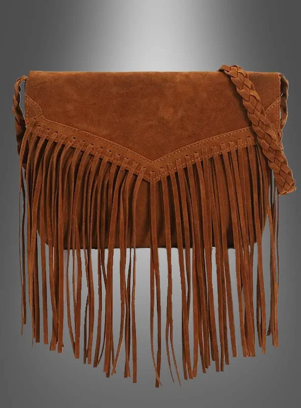 Handtasche mit Fransen 26cm braun oder schwarz