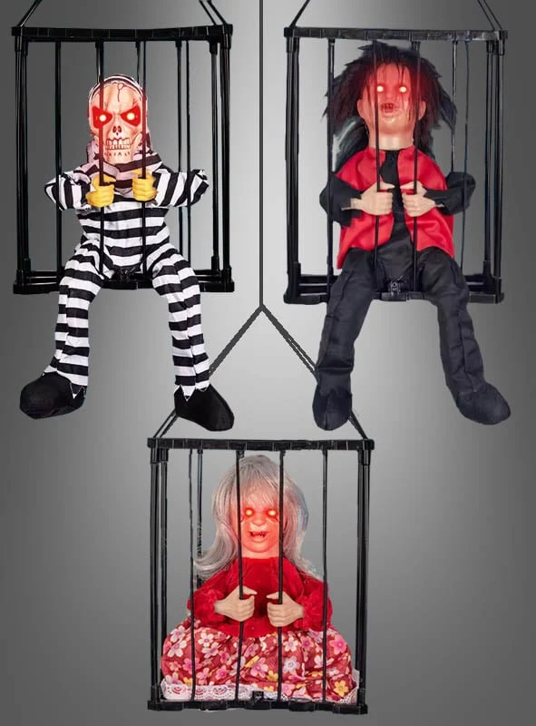 Animierte Halloween Figuren im Käfig