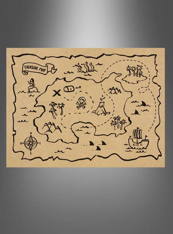 Platzset Schatzkarte Piratenparty Kindergeburtsatg 6 Stück
