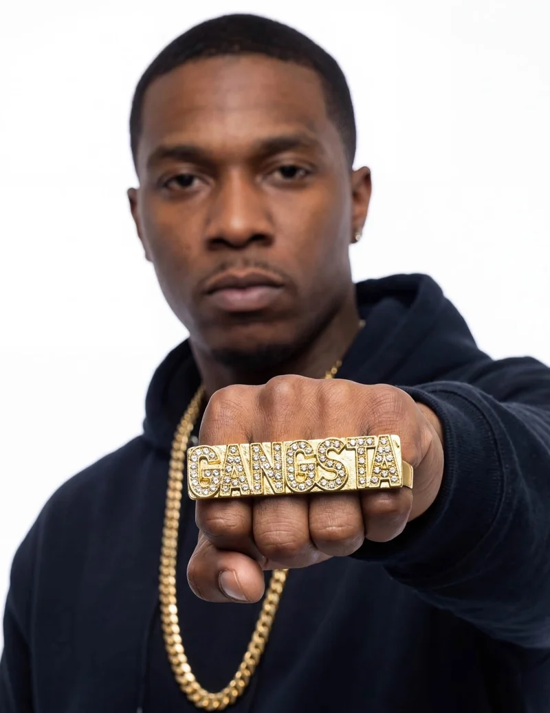 Gangster-Ring mit Strass für Erwachsene