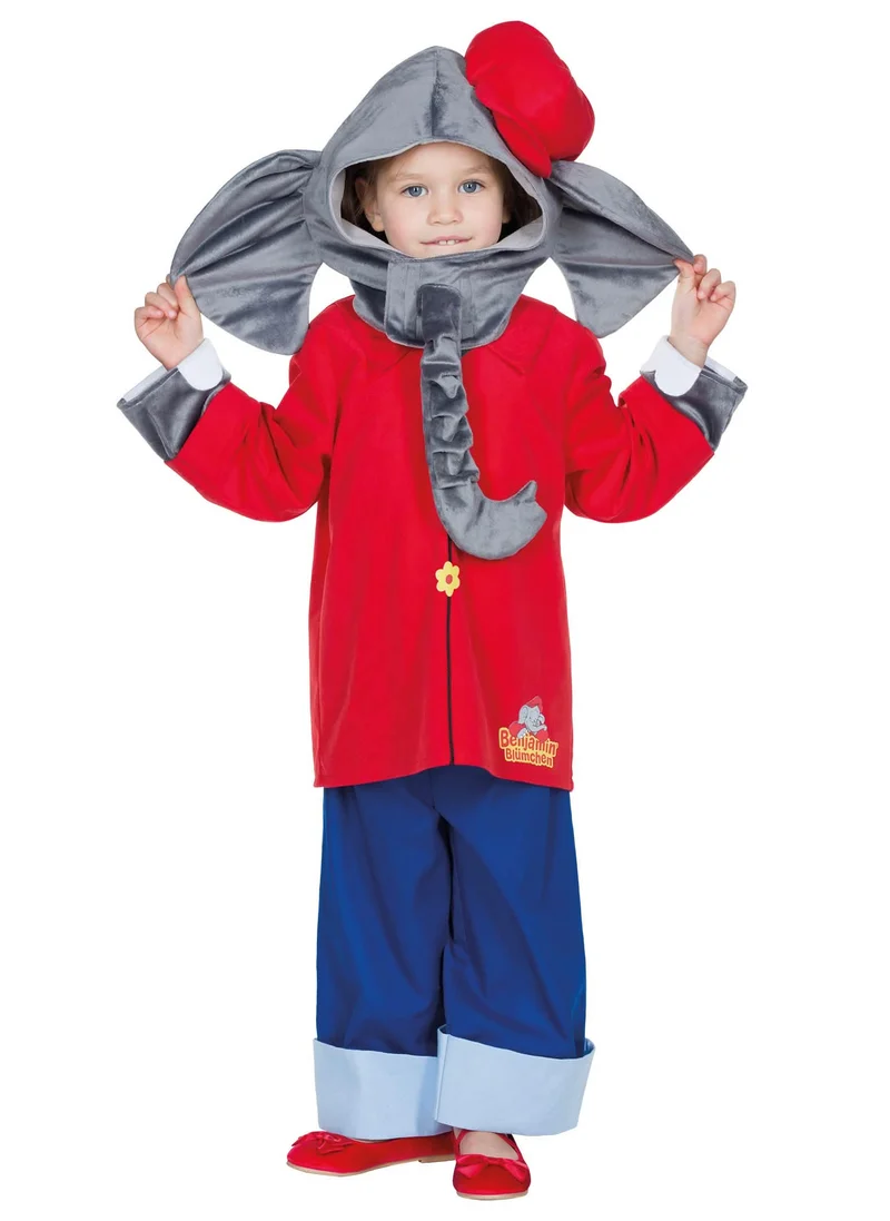 Benjamin Blümchen™-Kinderkostüm für Fasching Kindheitshelden blau-rot-grau
