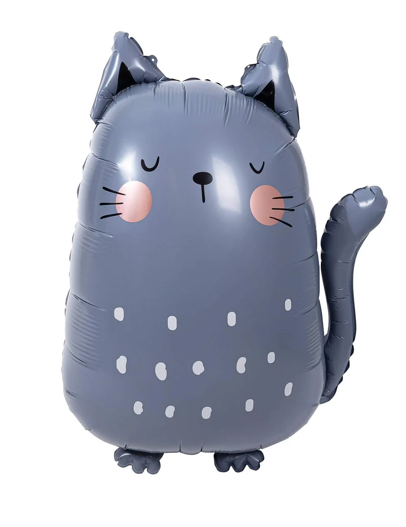 Aluminiumballon Motiv Katze Grau - 49 x 69 cm