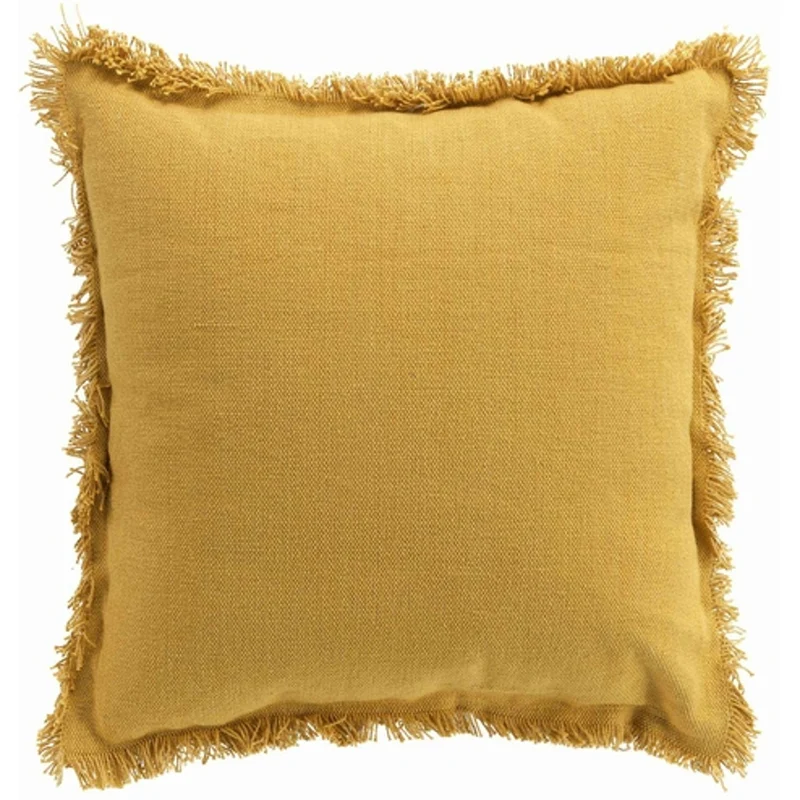 Kissen 45x45 gelb mit Fransen und Inlett