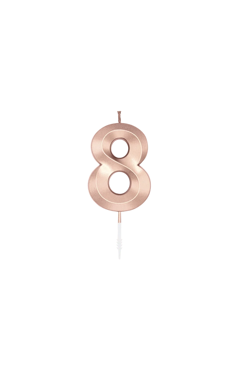 8-Jahres-Kerze, Roségold-Metallic, 6 cm