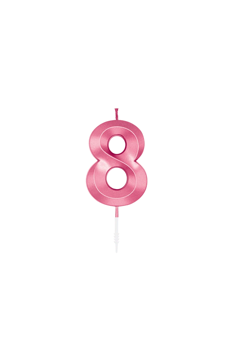 8-Jahre-Kerze, rosa metallic, 6 cm