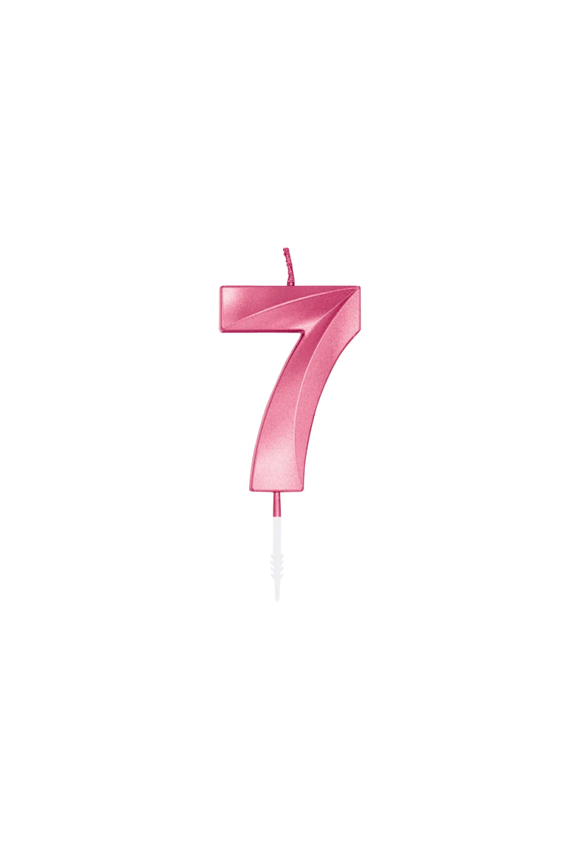 7-Jahre-Kerze, rosa metallic, 6 cm