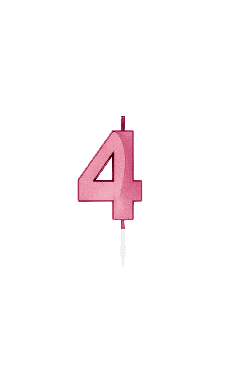 4-Jahres-Kerze, rosa metallic, 6 cm