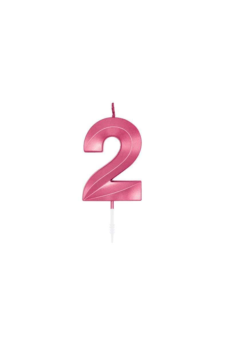 2-Jahres-Kerze, rosa metallic, 6 cm