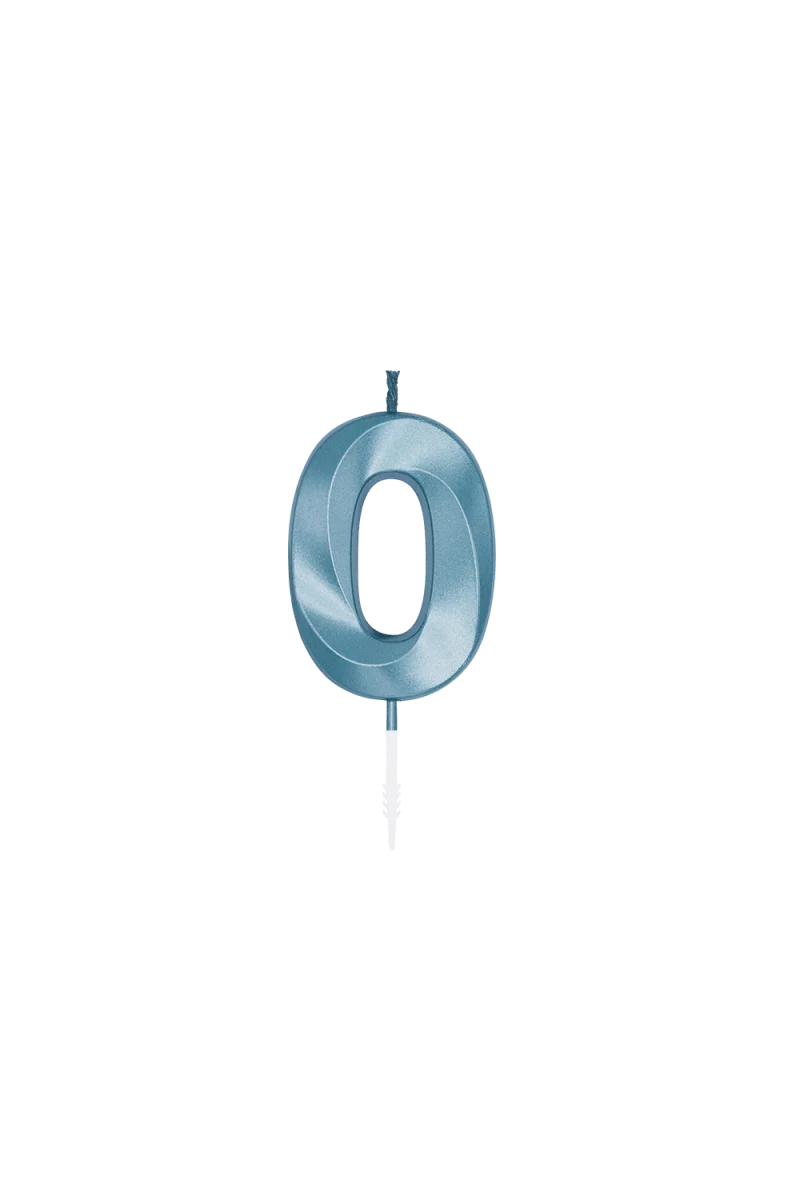 0-Jahres-Kerze, blau metallic, 6 cm