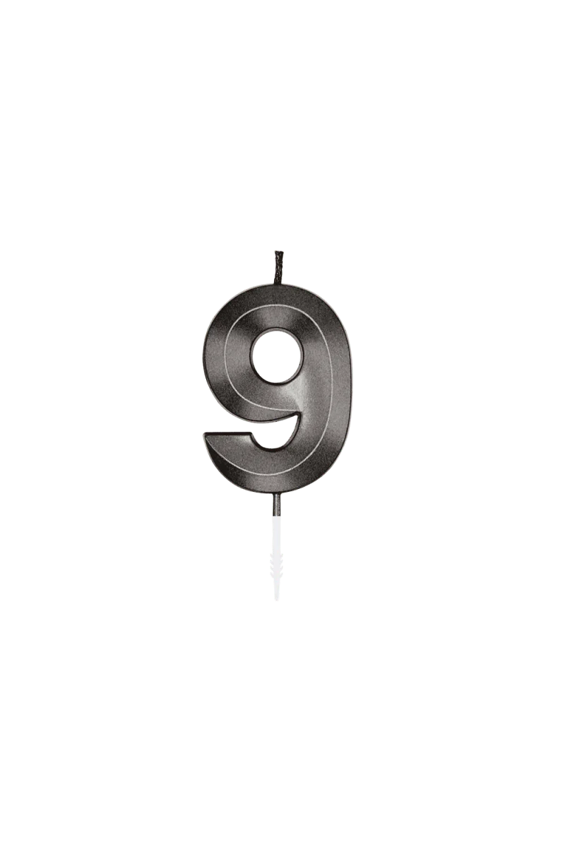 9 Kerze, schwarz metallic, 6 cm