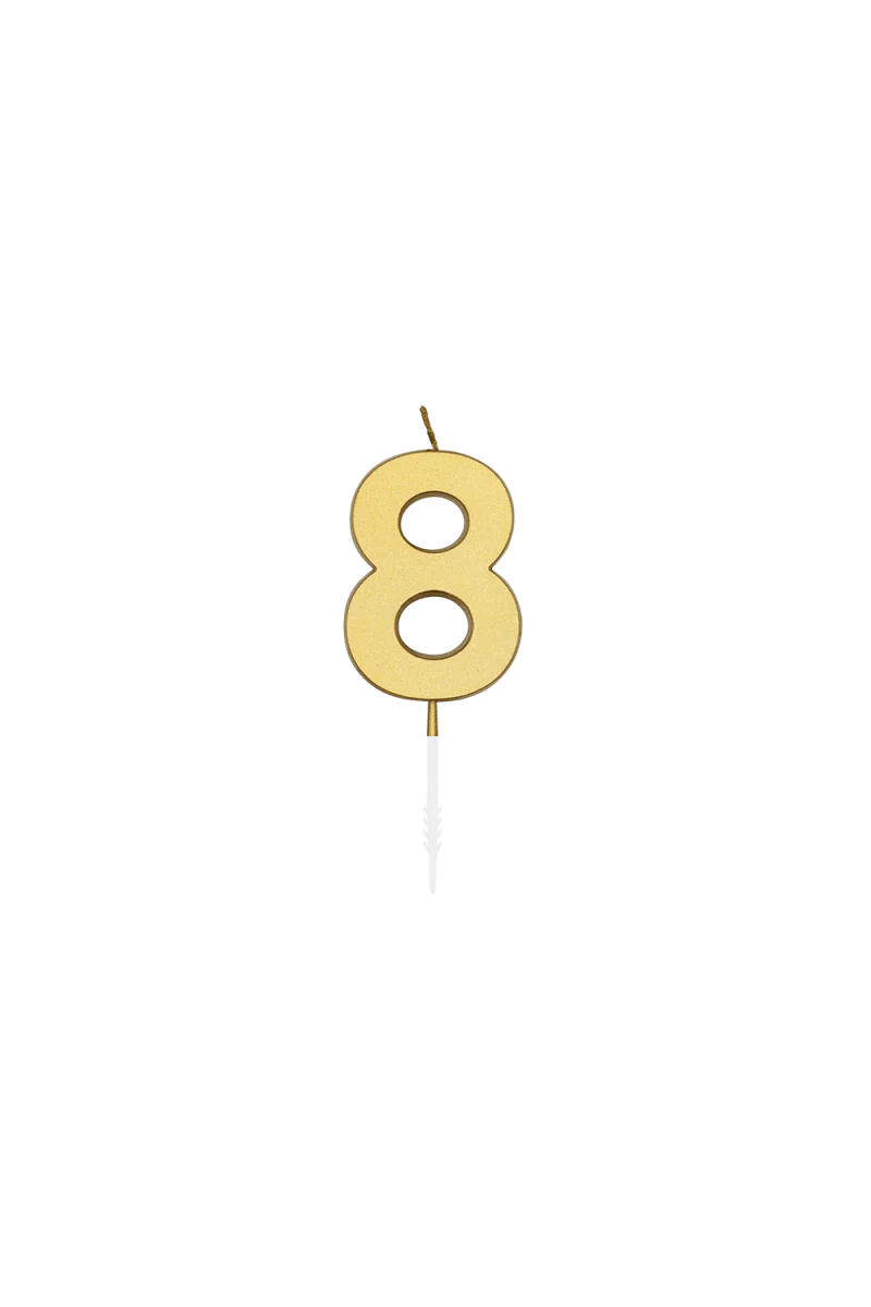 8 Kerze, Gold-Metallic, 4,5 cm