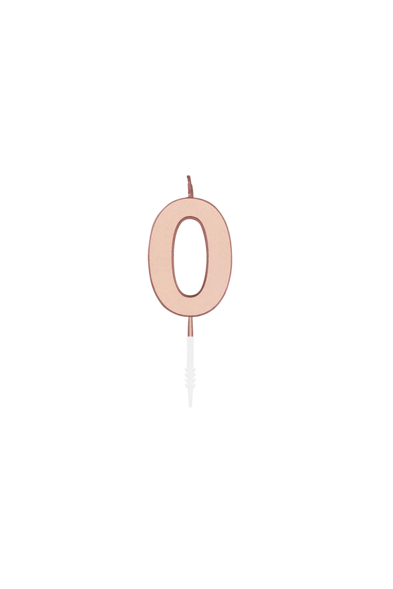 0-Jahres-Kerze, Roségold-Metallic, 4,5 cm
