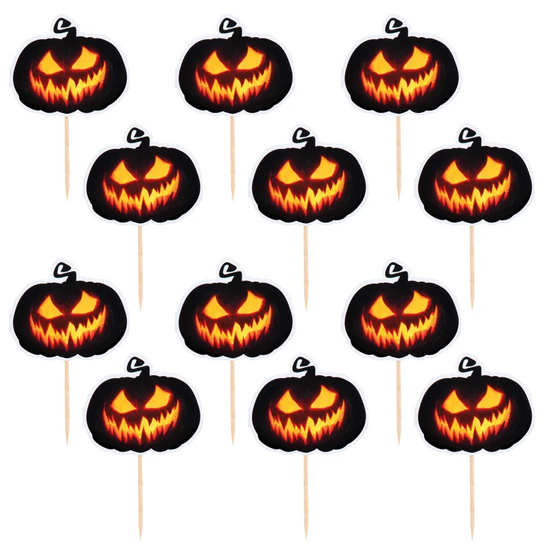 Halloween Cocktailprikkers Creepy Pumpkin (Set van 12)