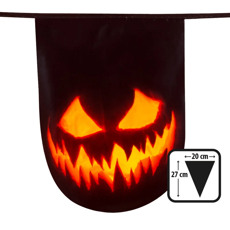 PE Vlaggenlijn Creepy Pumpkin Dubbelzijdig - Halloweenversiering