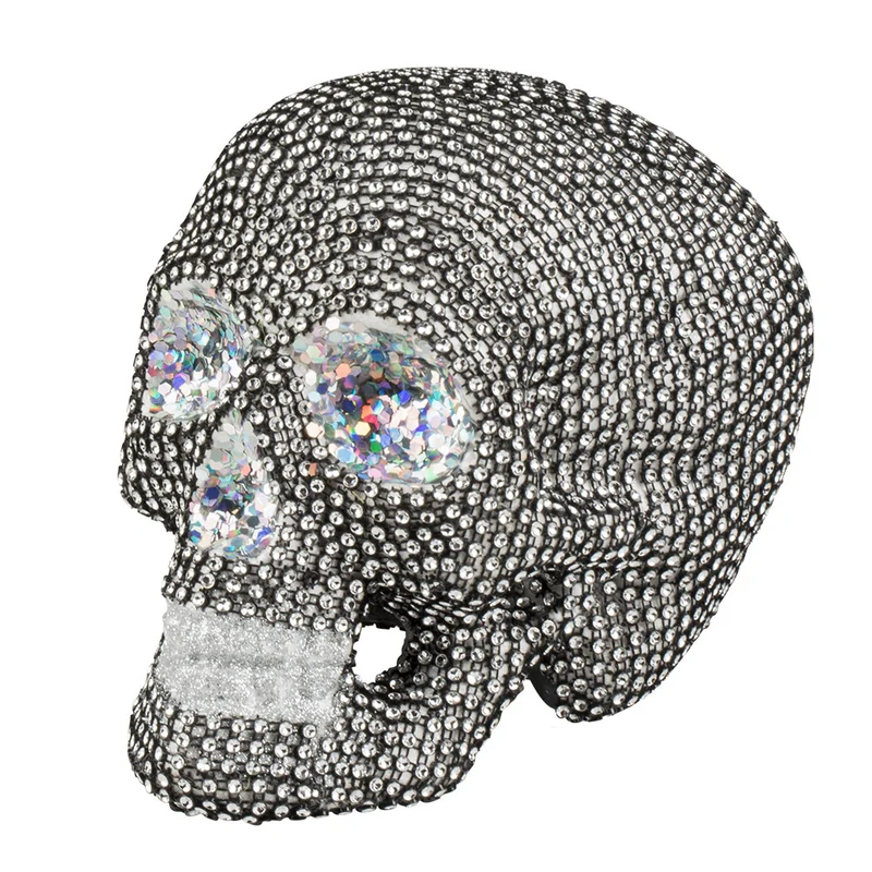 Doodshoofd Sparkle - Halloweenversiering in Zilver