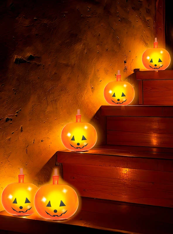 5 x Kürbis Ballons mit LED 20cm
