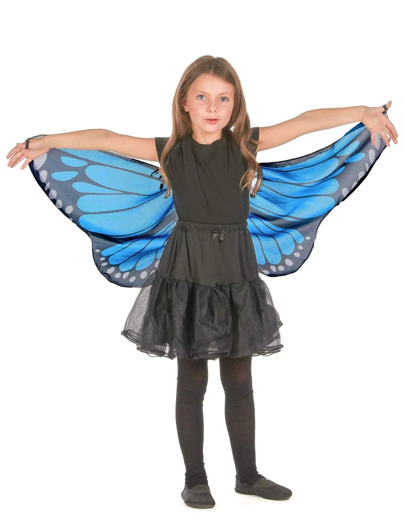 Blaue und schwarze Schmetterlingsflügel für Kinder
