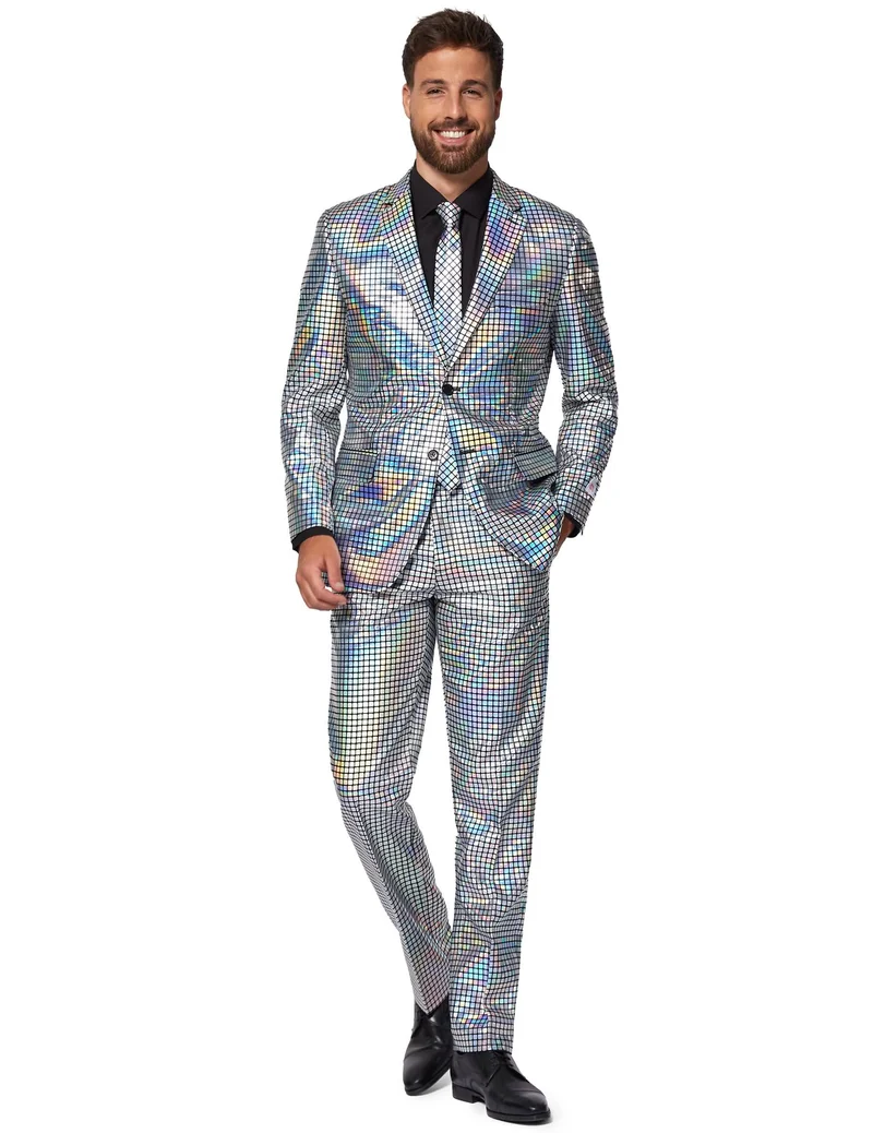 Discoballer-Herrenanzug Opposuits™ silberfarben