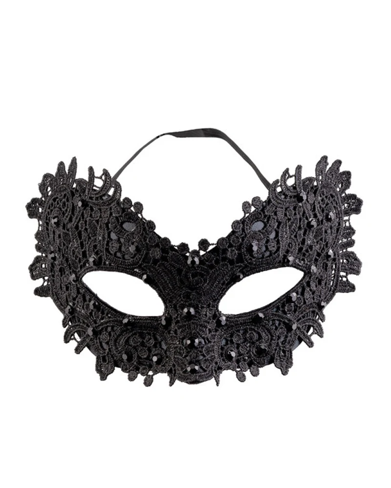 Augenmaske dunkle Eleganz mit Spitze & Strass