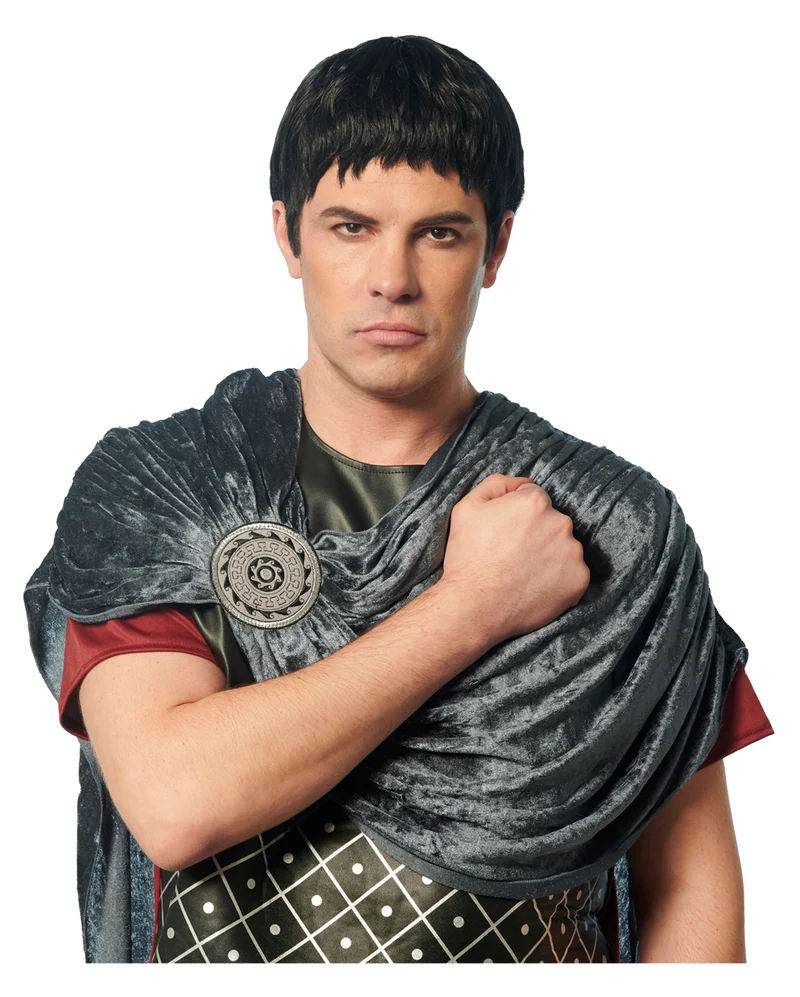 Schwarze Gladiator Perücke Caesar