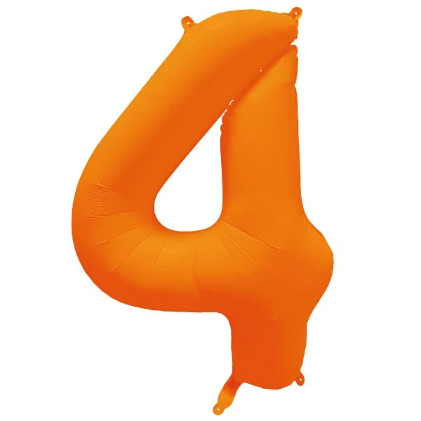 4er-Zahl-Ballon, Neon-Orange, leer, 86 cm