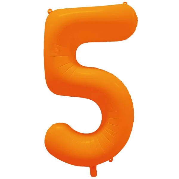 5-Jahres-Zahlenballon, neonorange, leer, 86 cm