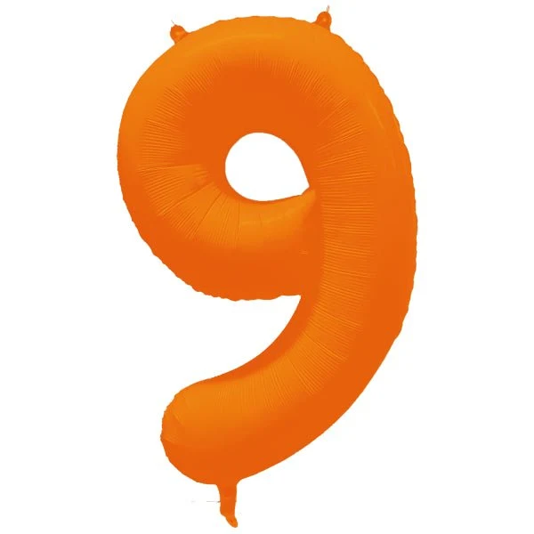 9er-Zahlen-Ballon, neonorange, hohl, 86 cm