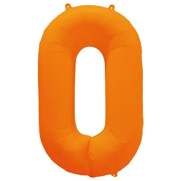 0-Jahre-Zahlenballon, neonorange, leer, 86 cm