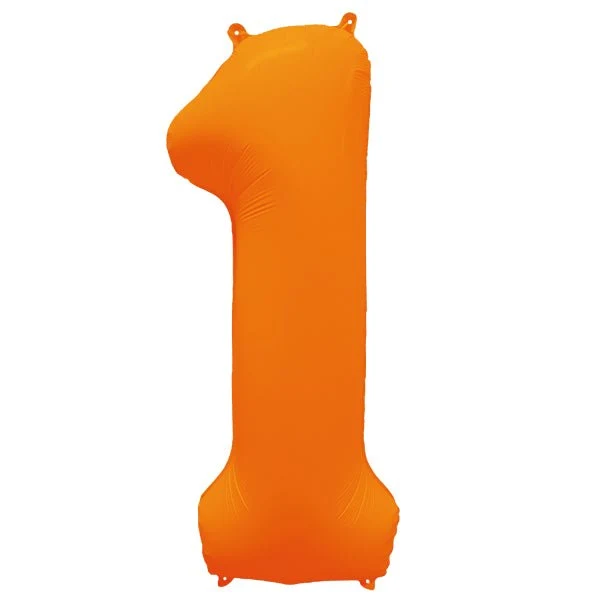 1-Jahres-Zahlenballon, neonorange, leer, 86 cm