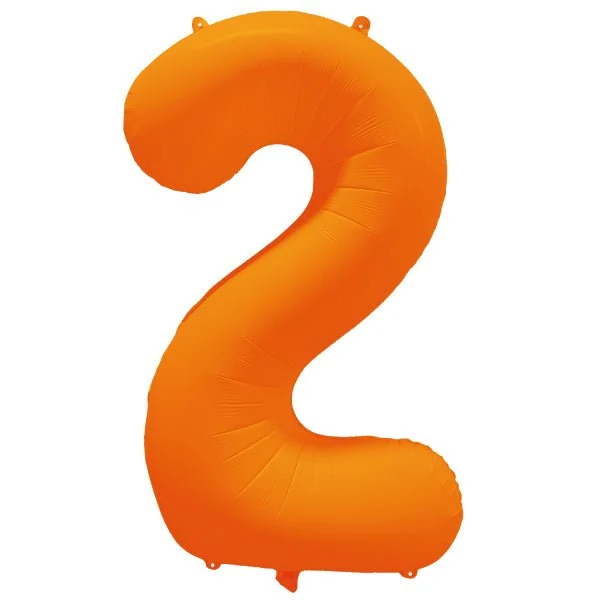 2-Jahres-Zahlenballon, neonorange, leer, 86 cm