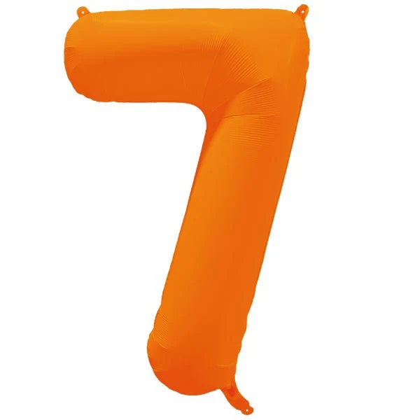 7-Jahre-Zahlenballon, neonorange, leer, 86 cm