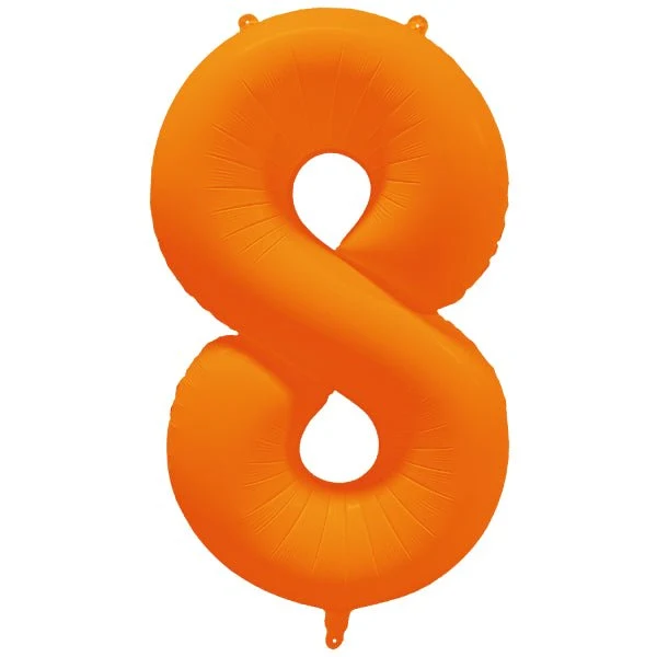 8 Jahre Zahlenballon, neonorange, leer, 86 cm