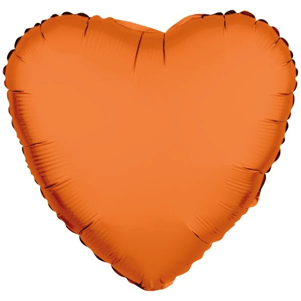 Herz-Folienballon, neonorange, leer, 43 cm