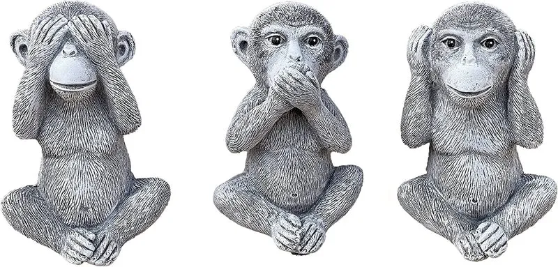 Steinfiguren 3 Affen Nichts sehen Nichts hören Nichts Sagen Frostfest aus Steinguss