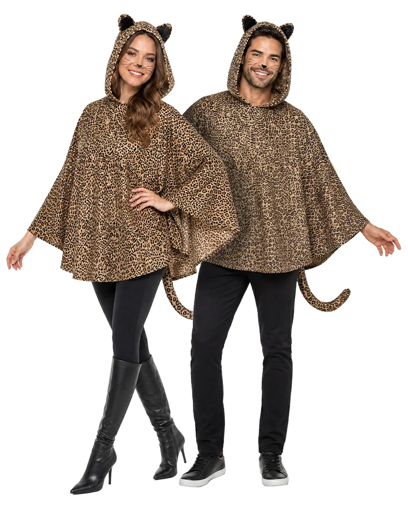 Leopard Poncho Kostüm