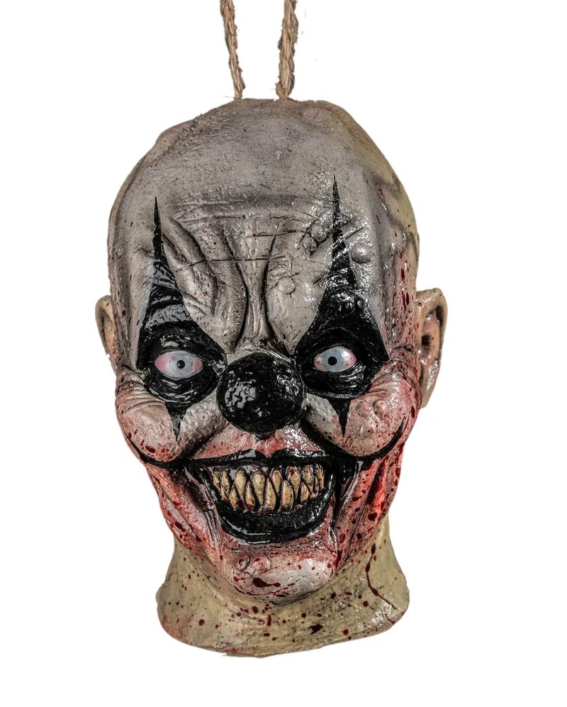 Carnevil Horror Clown ohne Haare Schrumpfkopf Hängefigur 15cm