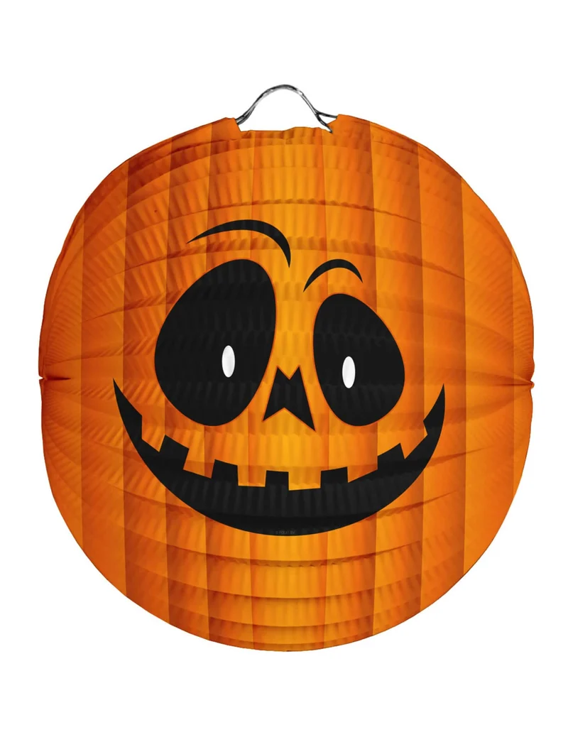 Kürbis-Laterne Halloween Deko orange-schwarz 22 cm