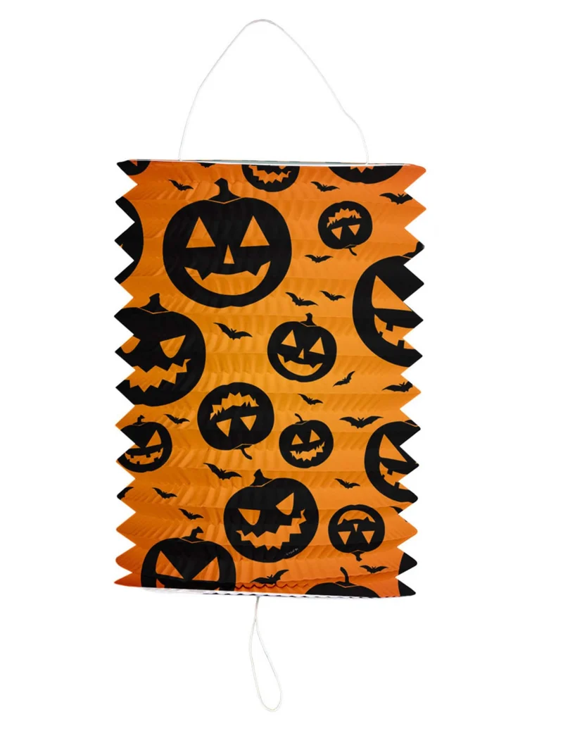 Schaurige Kürbis-Laterne für Halloween orange-schwarz 16 x 22 cm